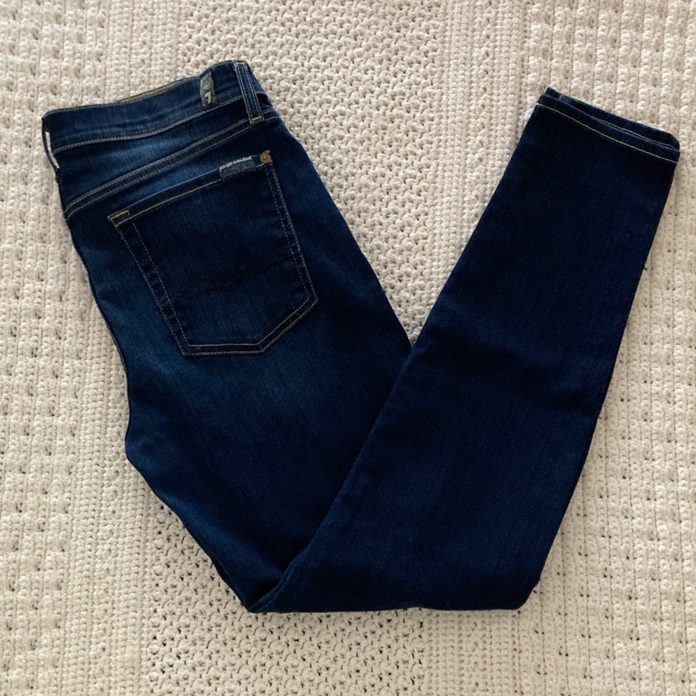 7 For All Mankind Gwenevere Midrise Indigo Skinny Jeans